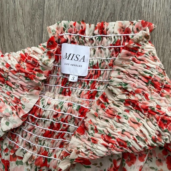 misa los angeles darla floral poppy off the shoulder ruffle mini dress small - Picture 3 of 10
